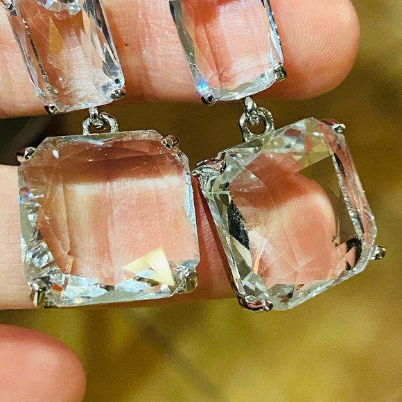 COPY - Ice clear transparent square drop earrings - Picture 5 of 9